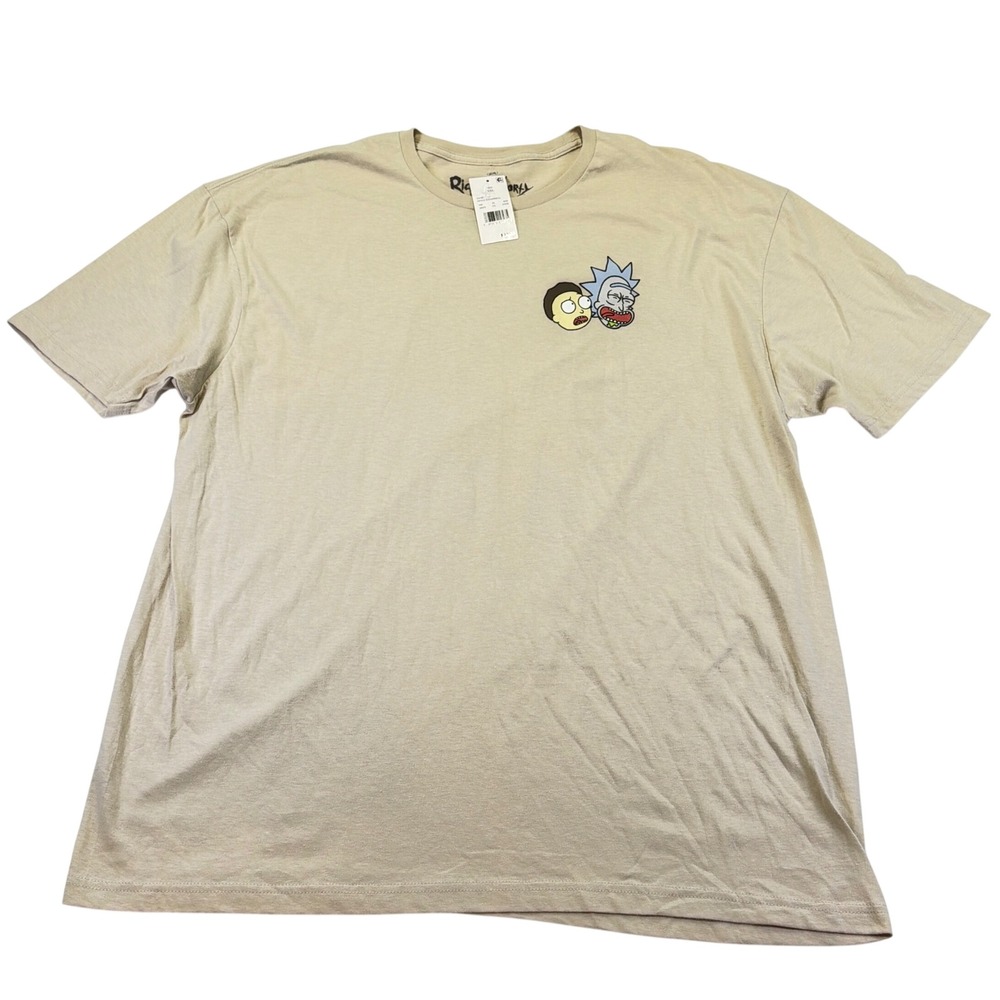 Rick and Morty Adult Swim Mens 2X Tan T-Shirt NWT Ripple Junction 1052C5